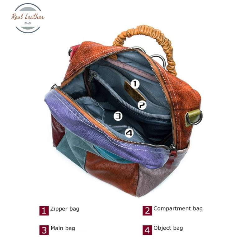 Genuine Leather Ladys Travel Convertible Backpack