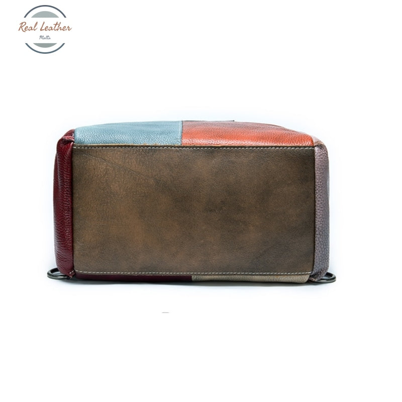 Genuine Leather Ladys Travel Convertible Backpack