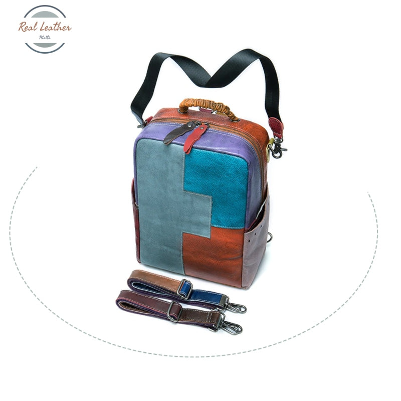 Genuine Leather Ladys Travel Convertible Backpack