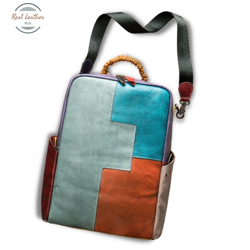 Genuine Leather Ladys Travel Convertible Backpack