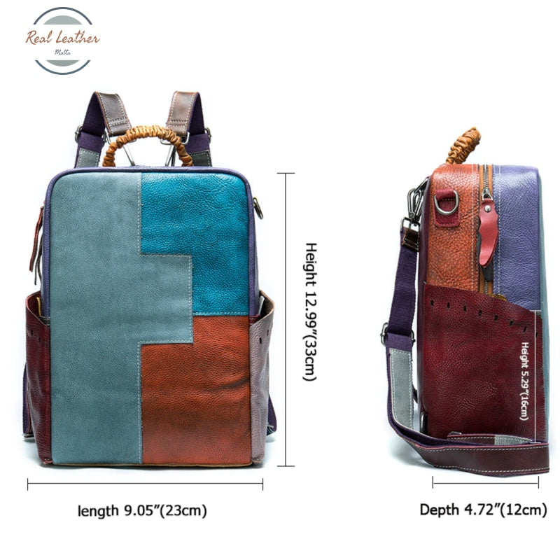 Genuine Leather Ladys Travel Convertible Backpack