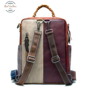 Genuine Leather Ladys Travel Convertible Backpack