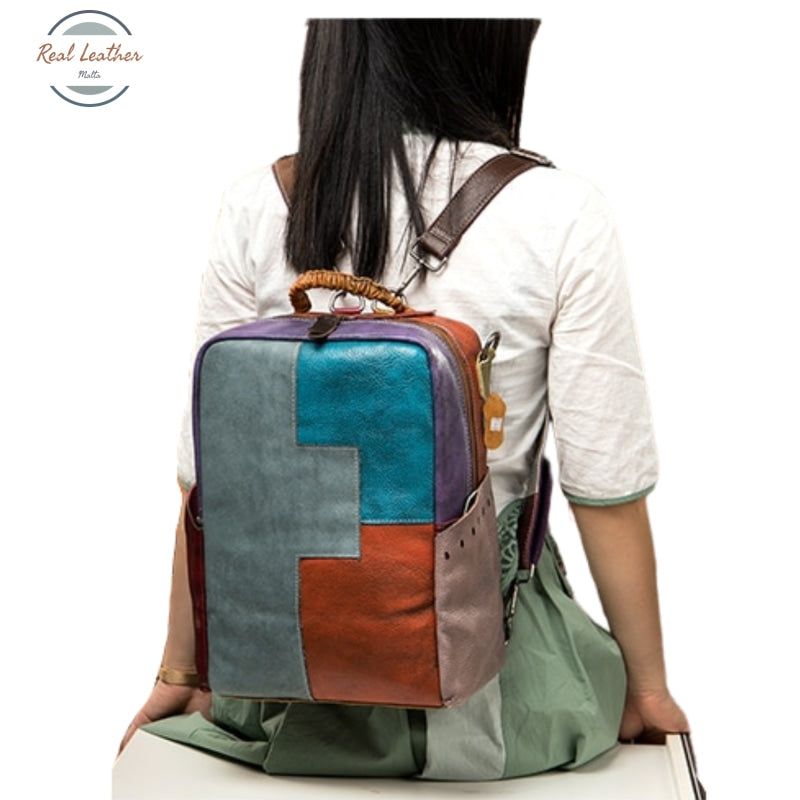 Genuine Leather Ladys Travel Convertible Backpack