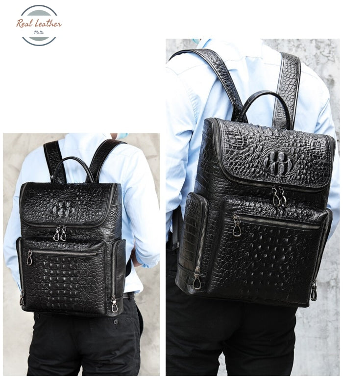 Genuine Leather Laptop Backpack For Men