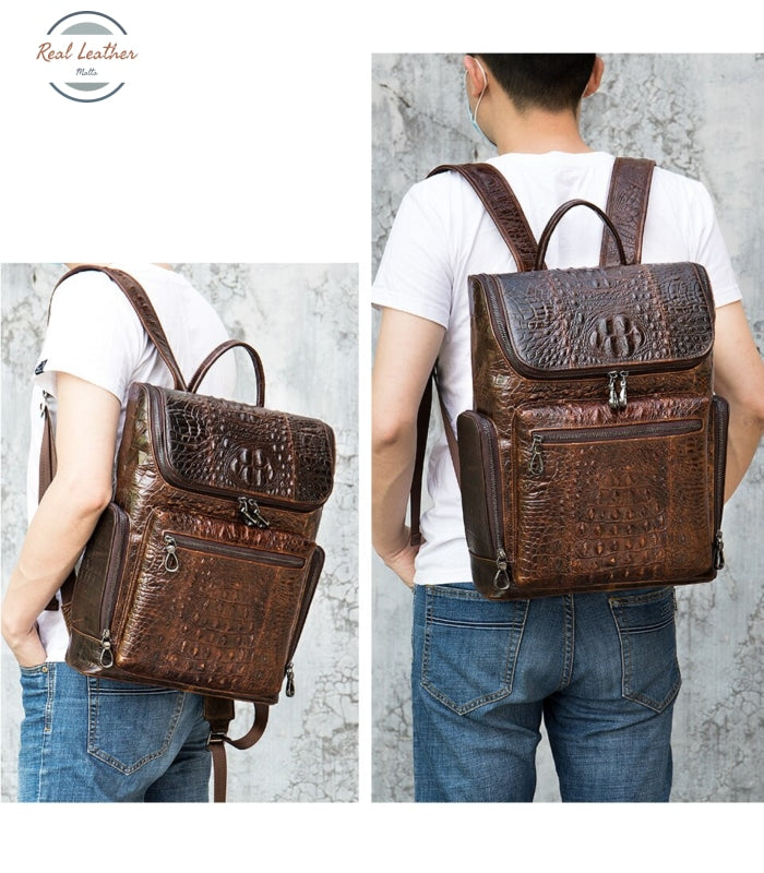 Genuine Leather Laptop Backpack For Men