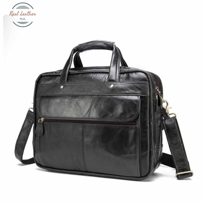 Leather Business Briefcase Blue-Black Bags