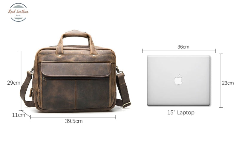 Genuine Leather Oily Wax Briefcase Bags