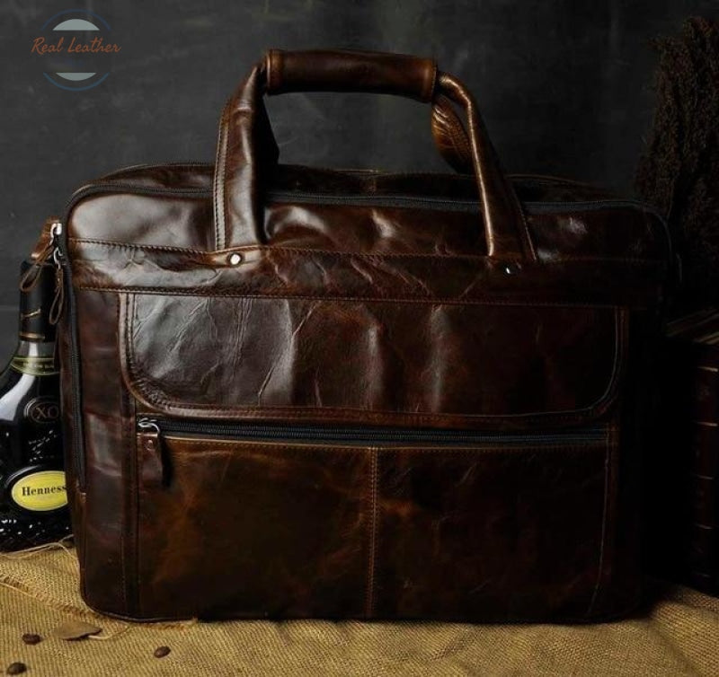 Leather Business Briefcase Coffee Bags