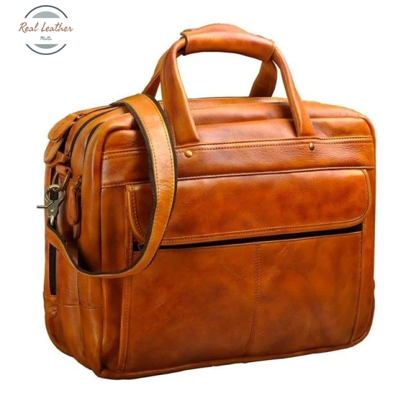 Leather Business Briefcase Light Brown Bags