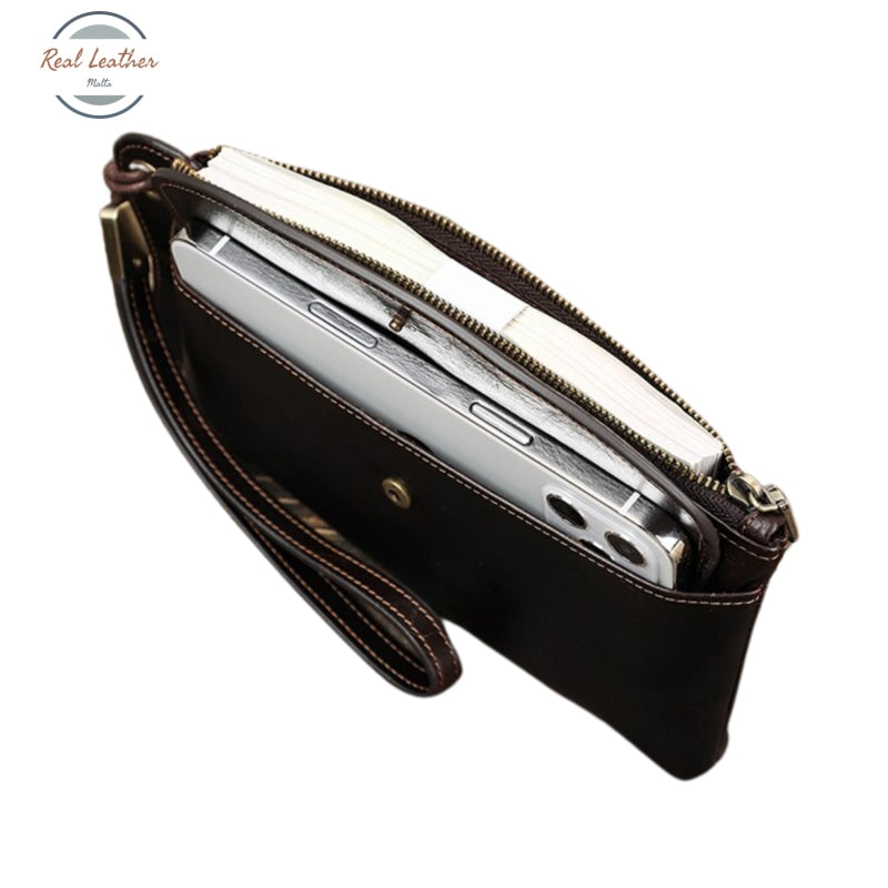 Genuine Leather Long Wallet / Wristlet Clutch