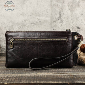 Genuine Leather Long Wallet / Wristlet Clutch