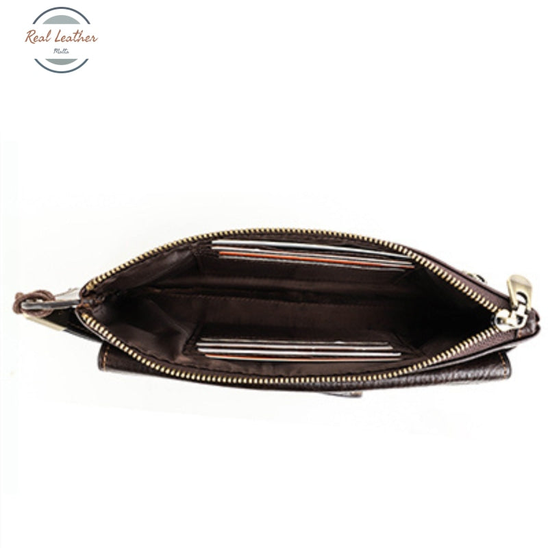 Genuine Leather Long Wallet / Wristlet Clutch