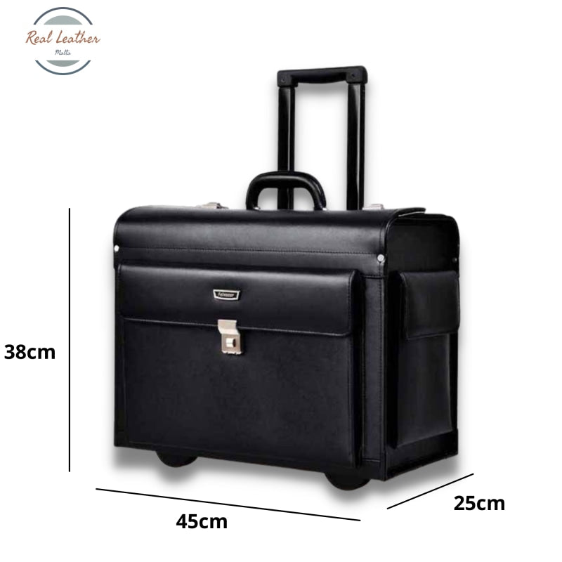 Genuine Leather Luggage Flight Suitcase
