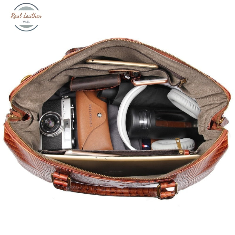 Genuine Leather Luxury Carry On Travel Bag