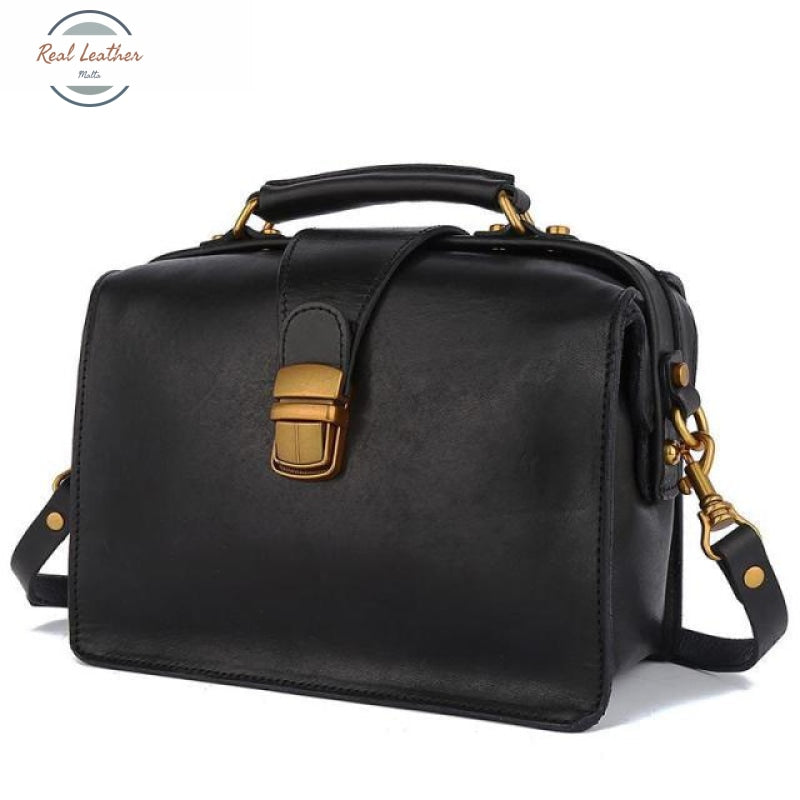 Genuine Leather Luxury Women Doctor Bag Black