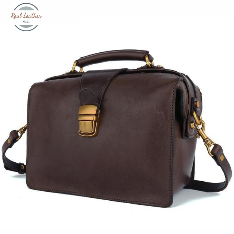 Genuine Leather Luxury Women Doctor Bag Coffee