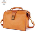Genuine Leather Luxury Women Doctor Bag Light Brown