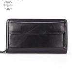 Genuine Leather Men Business Clutch Wallet Black Wallets & Money Clips