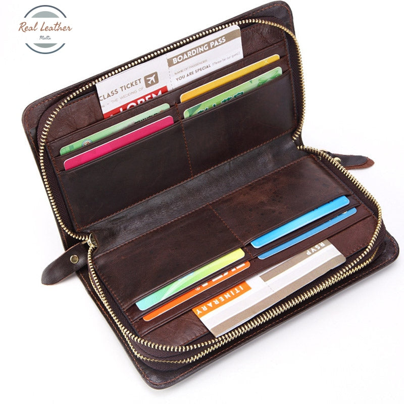 Genuine Leather Men Business Clutch Wallet Wallets & Money Clips