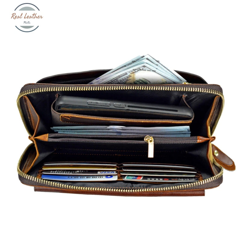 Genuine Leather Men Business Clutch Wallet Wallets & Money Clips