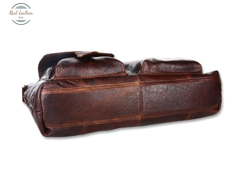 Genuine Leather Men Vintage Briefcase/ Laptop Bag
