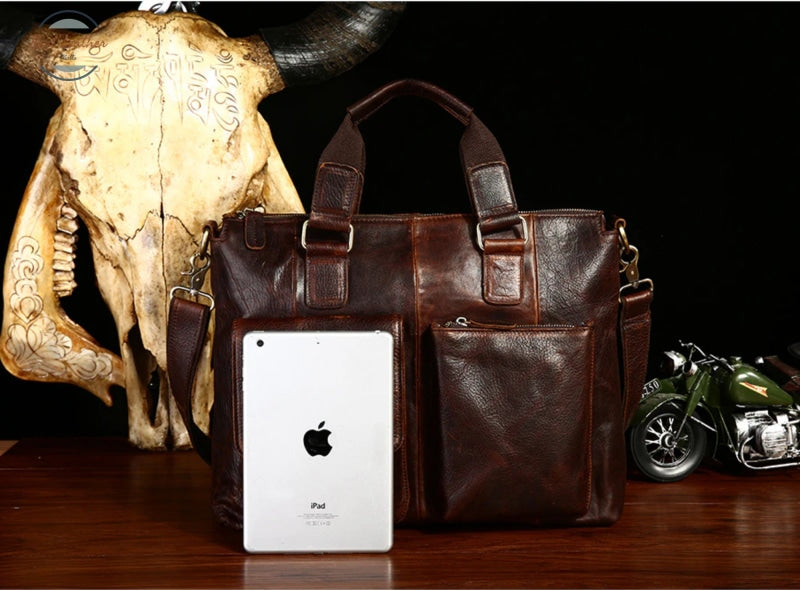 Genuine Leather Men Vintage Briefcase/ Laptop Bag