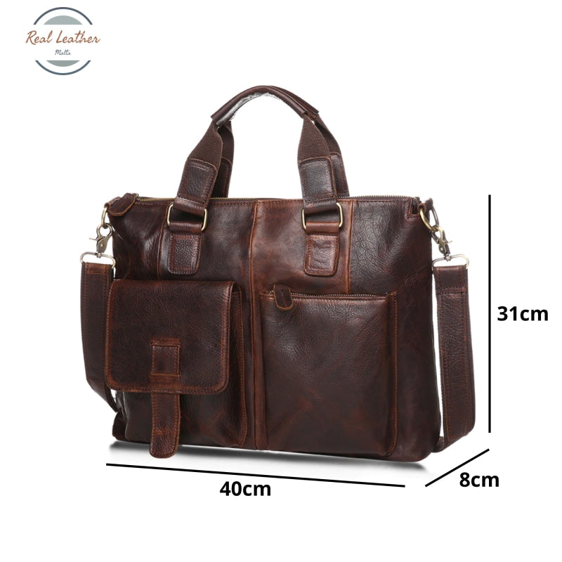 Genuine Leather Men Vintage Briefcase/ Laptop Bag