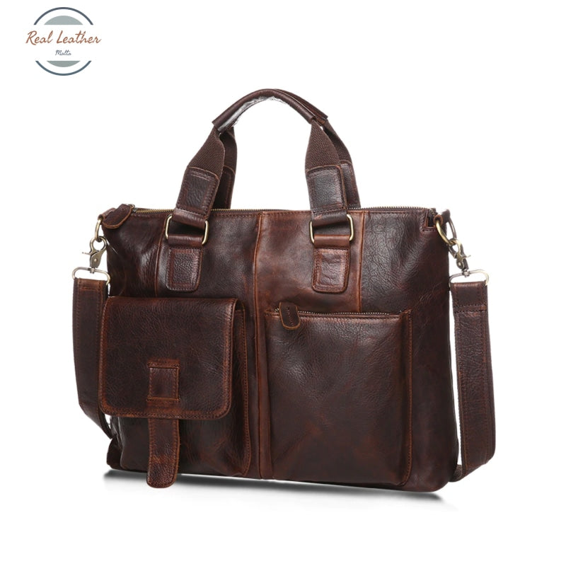 Genuine Leather Men Vintage Briefcase/ Laptop Bag