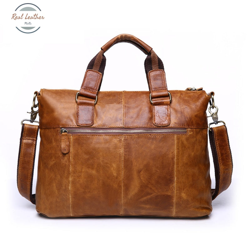 Genuine Leather Men Vintage Briefcase/ Laptop Bag