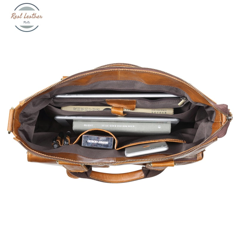 Genuine Leather Men Vintage Briefcase/ Laptop Bag