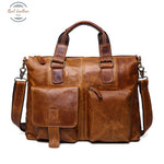 Genuine Leather Men Vintage Briefcase/ Laptop Bag Crazy Horse Brown