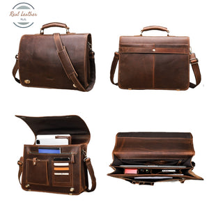 Genuine Leather Men Vintage Briefcase