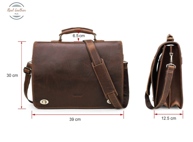 Genuine Leather Men Vintage Briefcase