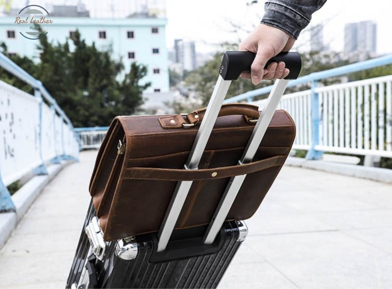 Genuine Leather Men Vintage Briefcase