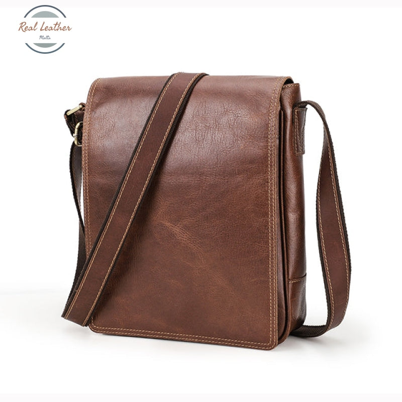 Genuine Leather Men Vintage Flap Messenger Bag Bags