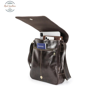 Genuine Leather Men Vintage Flap Messenger Bag Bags