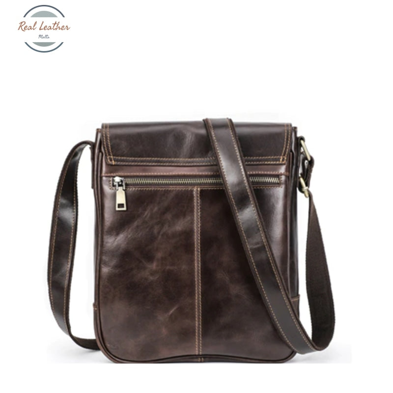 Genuine Leather Men Vintage Flap Messenger Bag Bags
