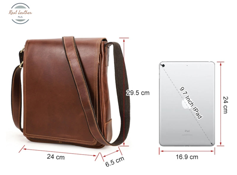 Genuine Leather Men Vintage Flap Messenger Bag Bags