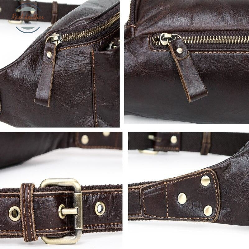Genuine Leather Men Waist Bag Belt Bags