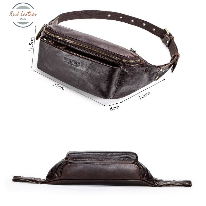 Genuine Leather Men Waist Bag Belt Bags