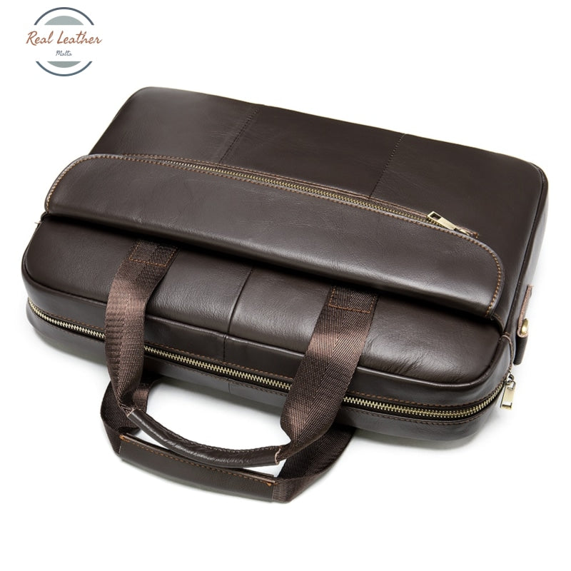 Genuine Leather Mens 15-Inch Briefcase / Office Bag