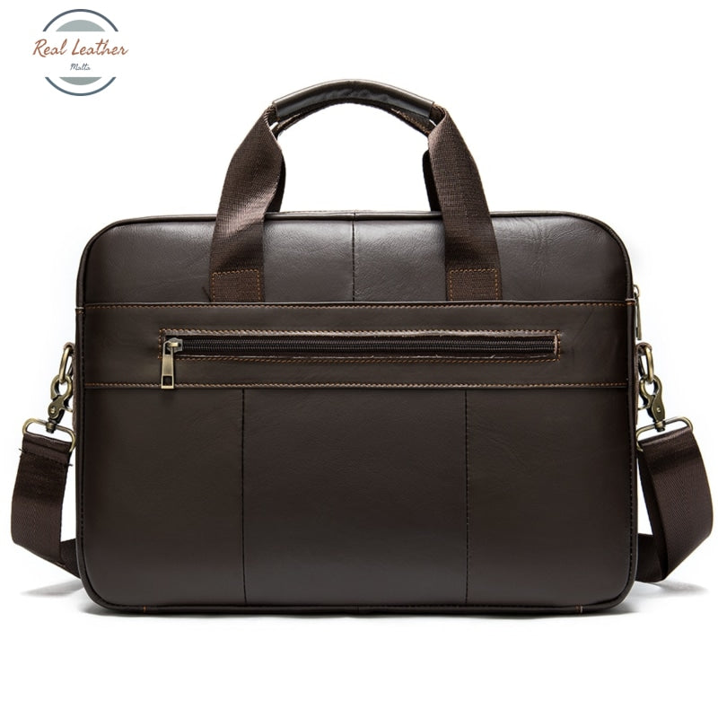 Genuine Leather Mens 15-Inch Briefcase / Office Bag