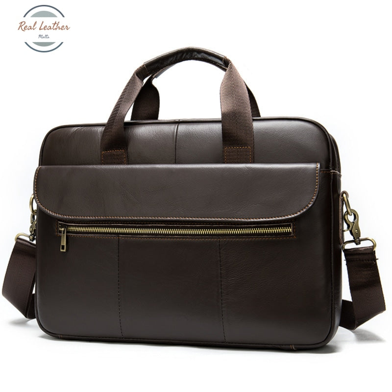 Genuine Leather Mens 15-Inch Briefcase / Office Bag