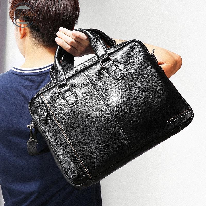 Genuine Leather Mens Briefcase / Laptop Bag