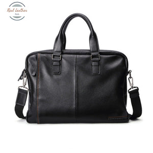 Genuine Leather Mens Briefcase / Laptop Bag Black
