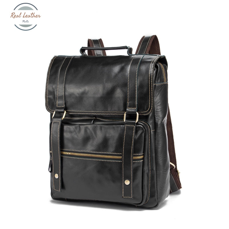 Genuine Leather Mens Casual 14 Backpack Backpacks