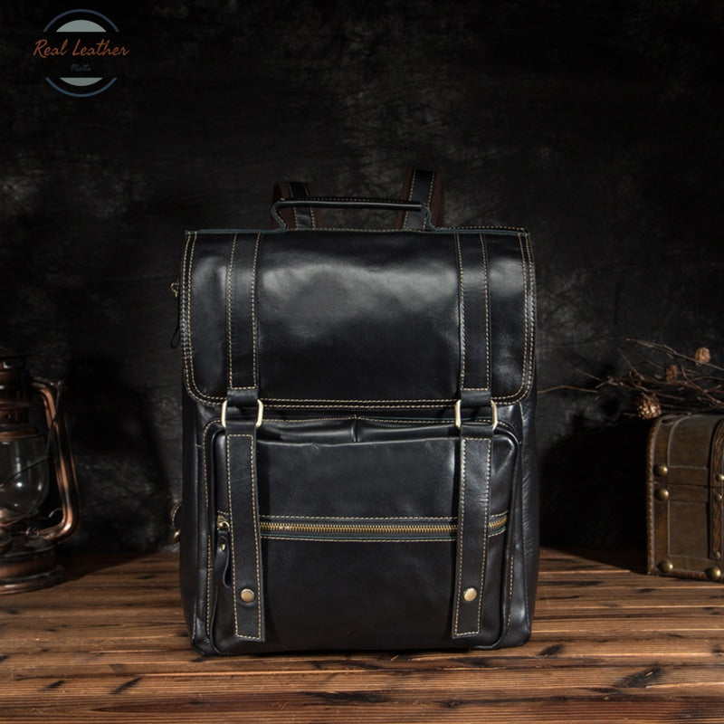 Genuine Leather Mens Casual 14 Backpack Backpacks