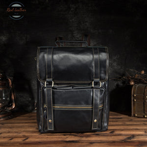 Genuine Leather Mens Casual 14 Backpack Backpacks