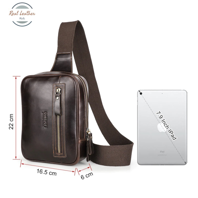 Genuine Leather Mens Casual Sling/Chest Bag Belt Bags