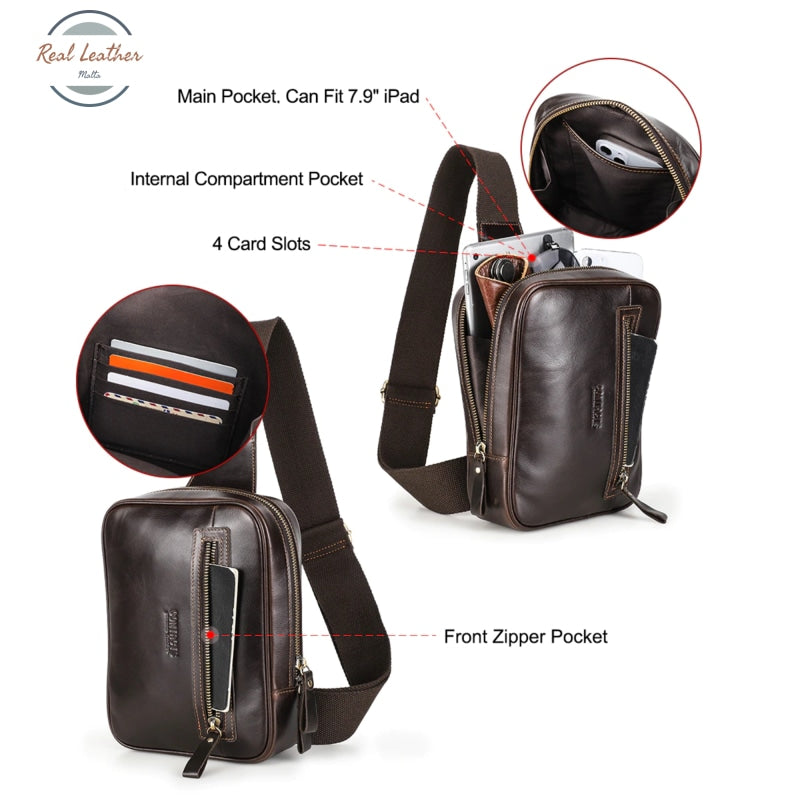 Genuine Leather Mens Casual Sling/Chest Bag Belt Bags